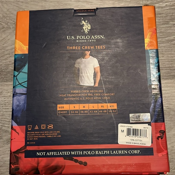 U.S. Polo Assn. crew neck t-shirtrts white 3 pack - Picture 2 of 2